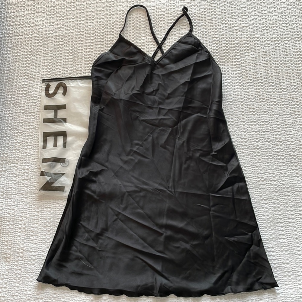SHEIN satin pajama dress